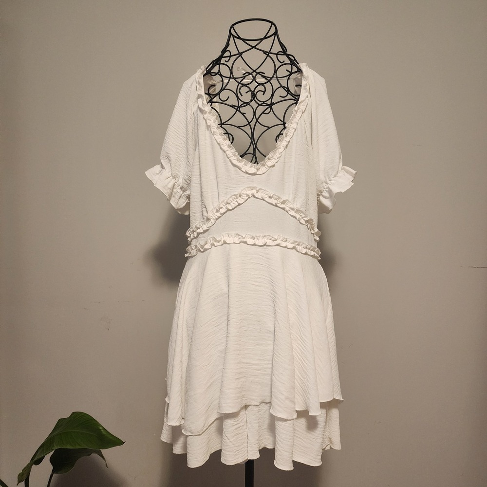 Streetwear Society Ruched White Layered Romper XL